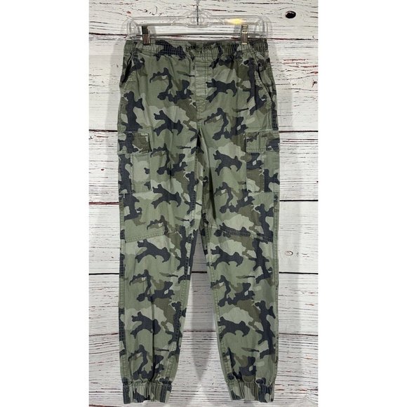 Arizona Boys Camouflage Pants Size 16 Green Drawstring Pockets Joggers Cotton - Picture 1 of 9